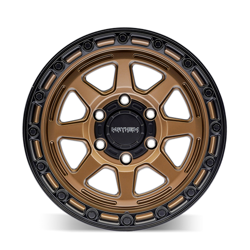 Mayhem 8306 Ridgeline Satin Bronze/Black Lip wheel angled three quarter view