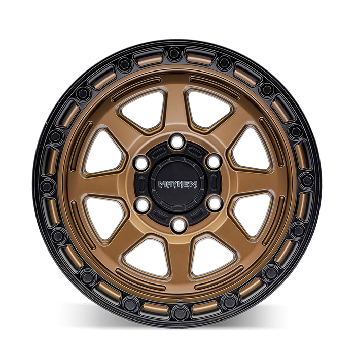 Mayhem 8306 Ridgeline Satin Bronze/Black Lip wheel angled three quarter view