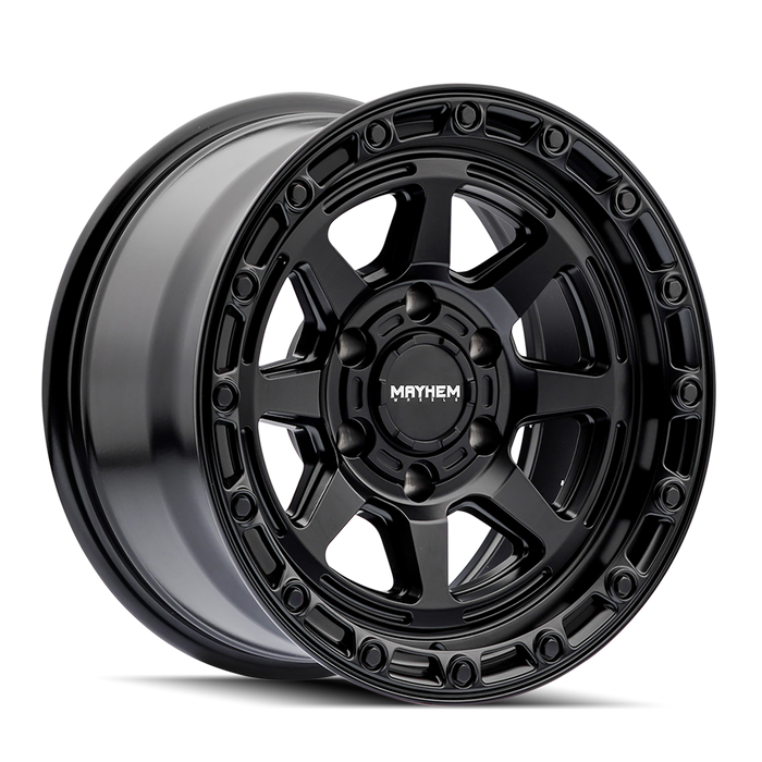 Mayhem 8306 Ridgeline Satin Black truck wheel front face view