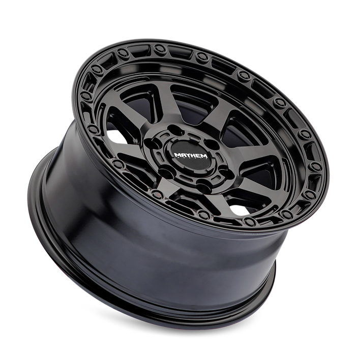 Mayhem 8306 Ridgeline Satin Black wheel angled three quarter view