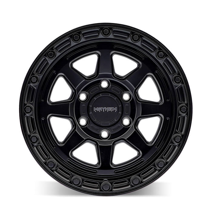 Mayhem 8306 Ridgeline Satin Black wheel profile view showing lip and spoke depth