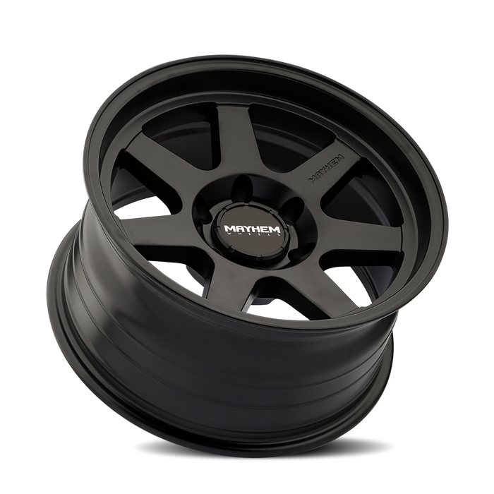 Mayhem 8307 Convoy Satin Black wheel angled three quarter view