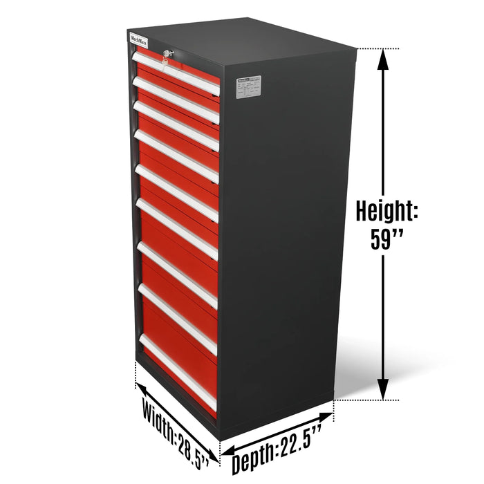 Heavy Duty Modular Drawer Cabinet – 9 Drawer, 59" H x 28.5" W x 22.5" D Tool Storage Organizer, Steel Construction