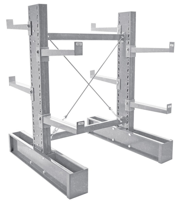 Vestil MDU-C-6-36-G-SET Galvanized Medium Duty Double Sided Cantilever Rack Set 36 in. Arms 16,400 lb. Capacity Silver