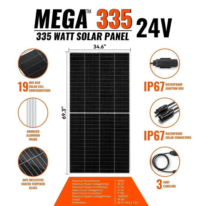 Green Vista Living Rich Solar MEGA 335 Watt Solar Panel | Premium Grid-tie or Off-grid Solar Panel for... - View 15