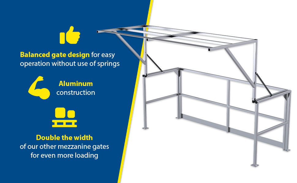 Vestil MEZZ-200-DW-A aluminum double wide mezzanine safety gate feature overview 1