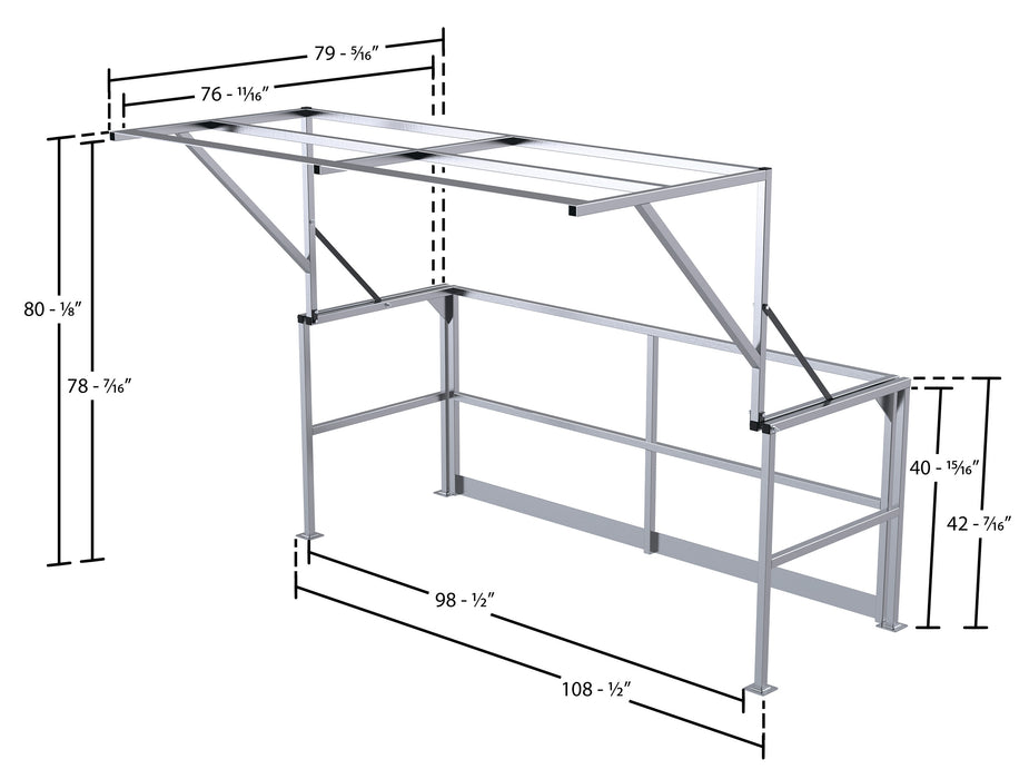 Vestil MEZZ-200-DW-A aluminum double wide mezzanine safety gate dimensions diagram