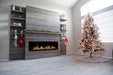 Modern Flames Allwood Fireplace Media Wall in Driftwood Gray | 60'' Orion Slim Heliovision Electric Fireplace Modern Flames