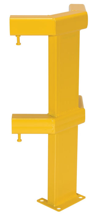 Vestil MG-CP-36-2 Steel Modular Guard System Corner Post 2 Rail 7-5/8 in. x 6 in. x 36 in. Yellow