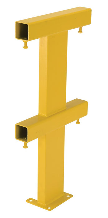 Vestil MG-SP-36-2 Steel Modular Guard System Straight Post 2 Rail 7-5/8 In x 18 in. x 36 In Yellow