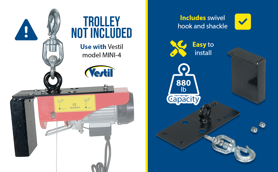 Vestil MINI-SH-4 swivel hook plate feature overview 2