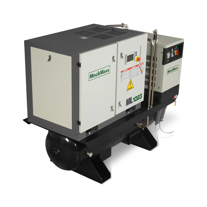 10HP Combined Rotary Screw Air Compressor with Dryer & 66-Gal ASME Tank | 32 CFM,  116 PSI,  230V 3-Phase - Industrial Grade