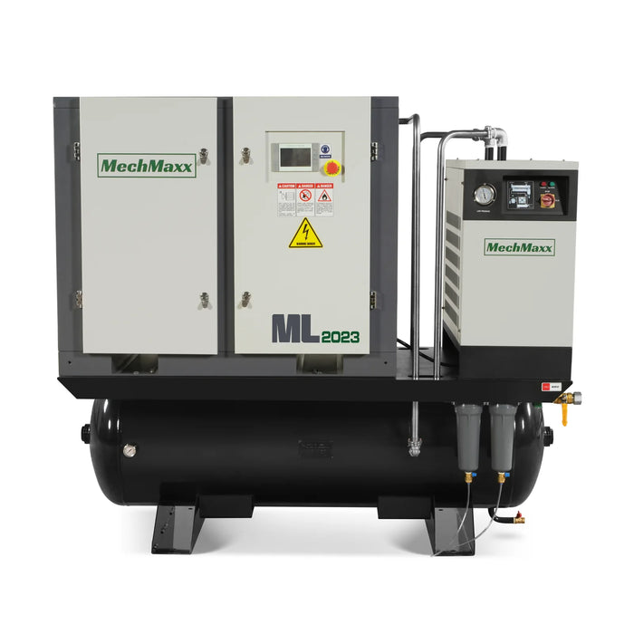 20HP Combined Rotary Screw Air Compressor with Dryer & 105-Gal ASME Tank | 78 CFM,  116 PSI,  230V 3-Phase - Industrial Grade