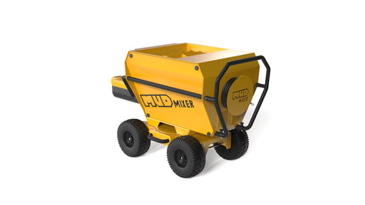 MudMixer Pro rear view showing wrap-around handle and hopper