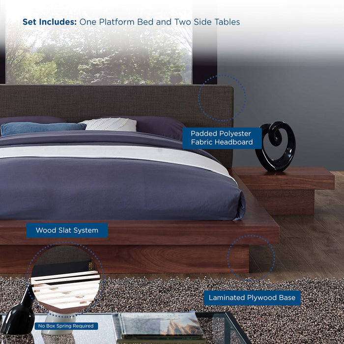 Freja 3 Piece Fabric Queen Bedroom Set