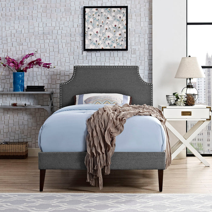 Laura Fabric Platform Bed with Squared Tapered Legs