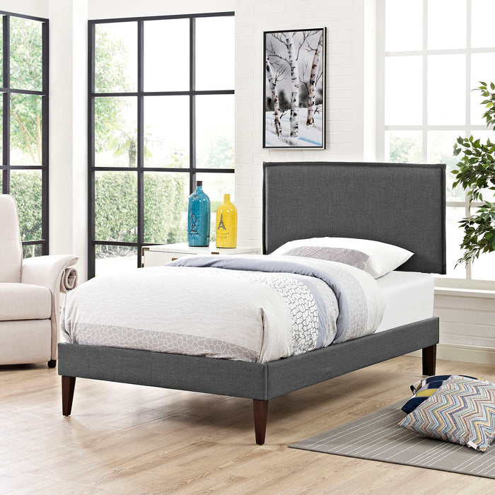 Camille Fabric Platform Bed with Squared Tapered Legs