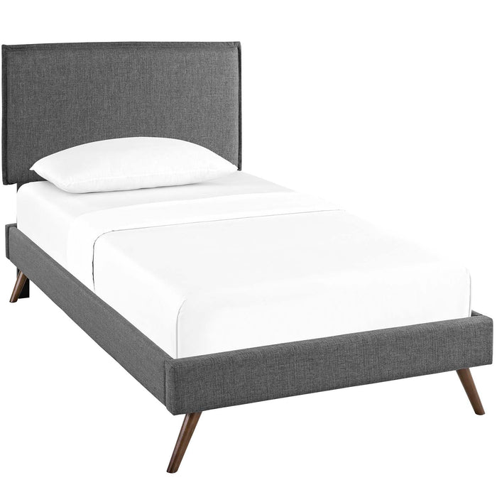 Camille Fabric Platform Bed with Round Splayed Legs