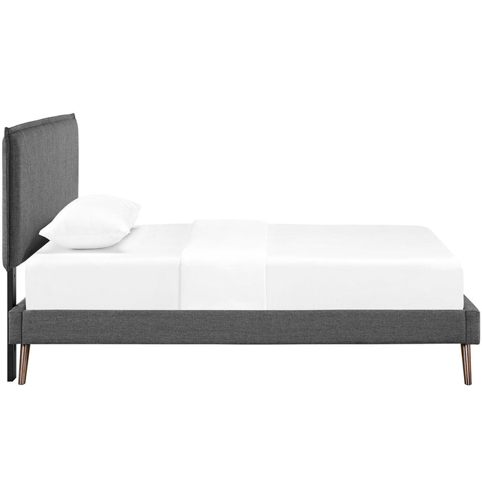 Camille Fabric Platform Bed with Round Splayed Legs