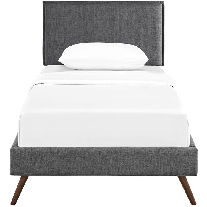 Camille Fabric Platform Bed with Round Splayed Legs