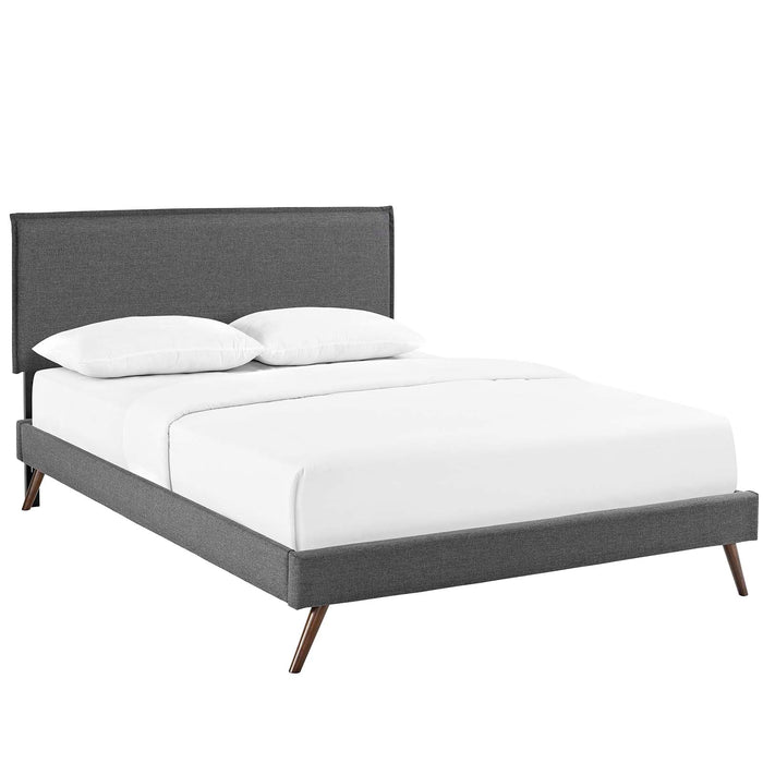 Camille Fabric Platform Bed with Round Splayed Legs