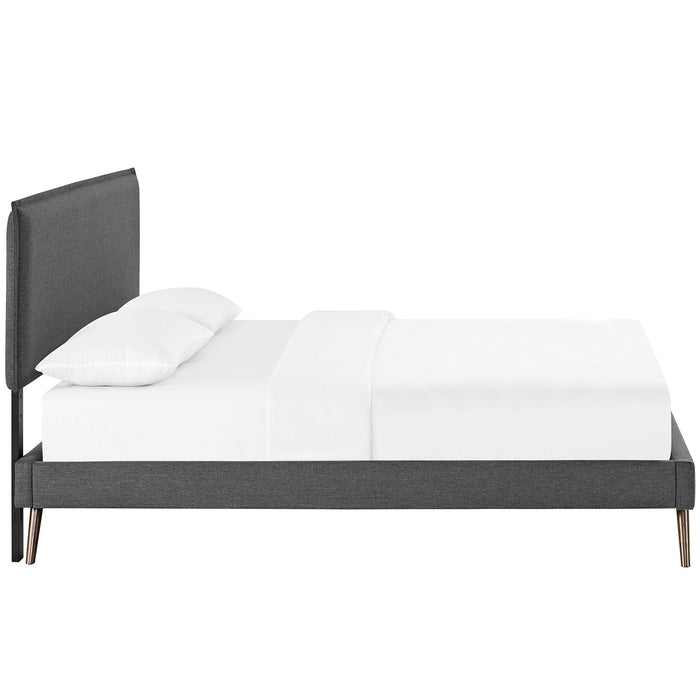 Camille Fabric Platform Bed with Round Splayed Legs