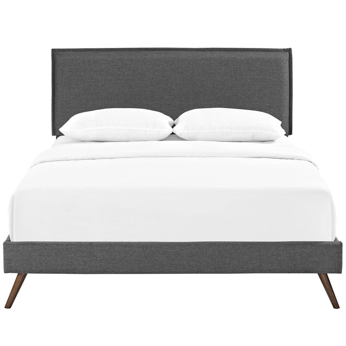 Camille Fabric Platform Bed with Round Splayed Legs