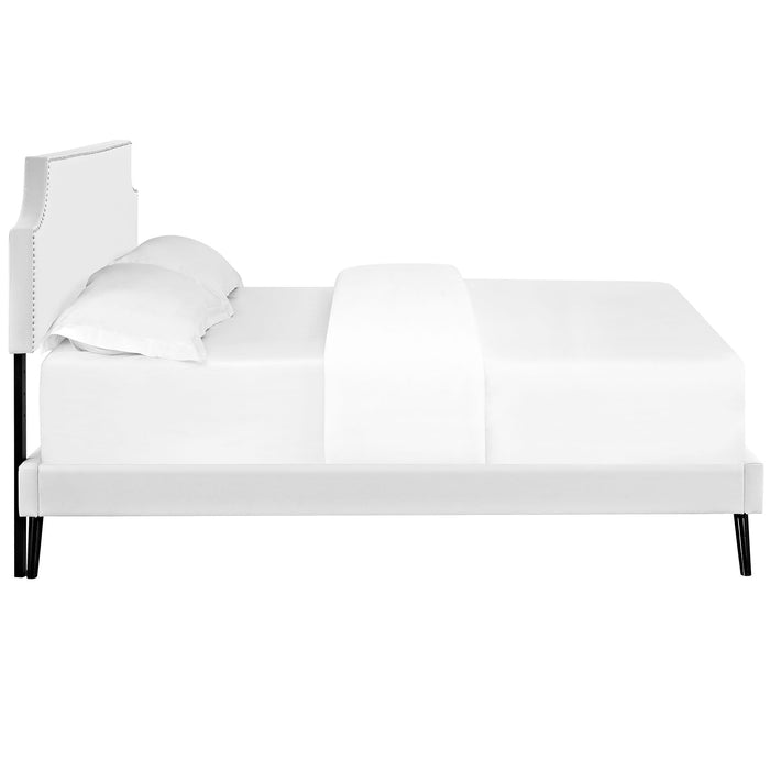 Laura Fabric Platform Bed with Round Splayed Legs