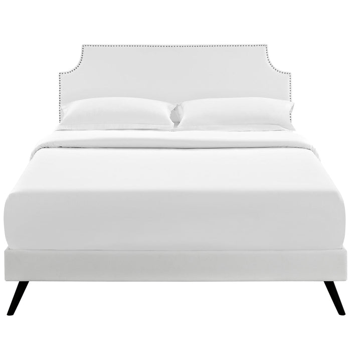 Laura Fabric Platform Bed with Round Splayed Legs
