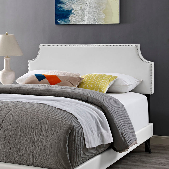 Laura Fabric Platform Bed with Round Splayed Legs