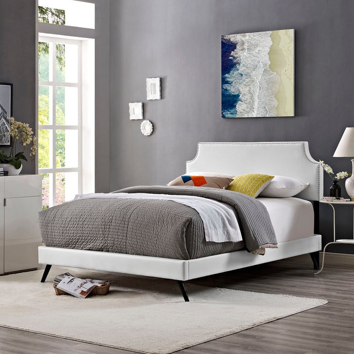 Laura Fabric Platform Bed with Round Splayed Legs