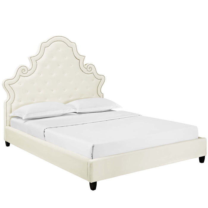 Valentina Tufted Nailhead Performance Velvet Platform Bed