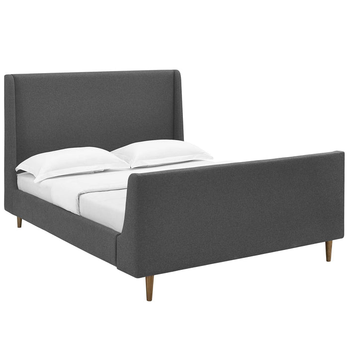 Aubree Upholstered Fabric Sleigh Platform Bed