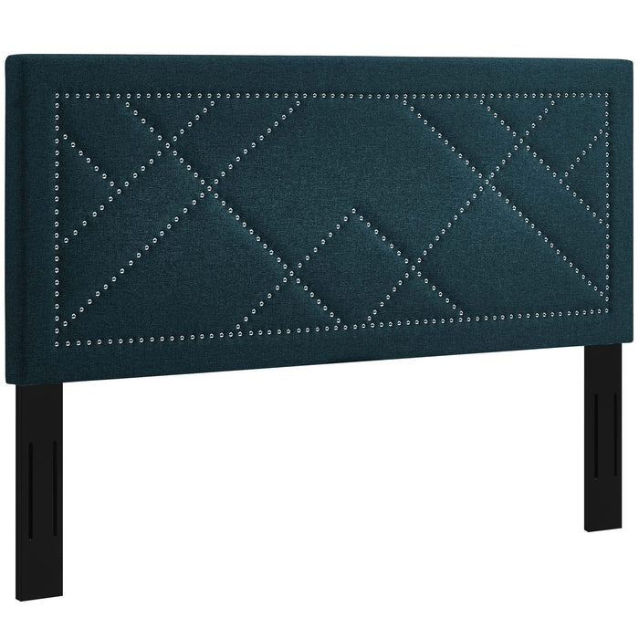 Modway Reese Nailhead Upholstered Linen Fabric Headboard Bedroom Furniture - Installation View
