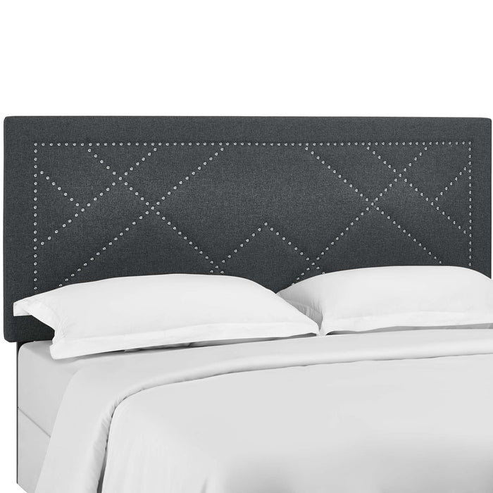 Modway Reese Nailhead Upholstered Linen Fabric Headboard Bedroom Furniture - View 19