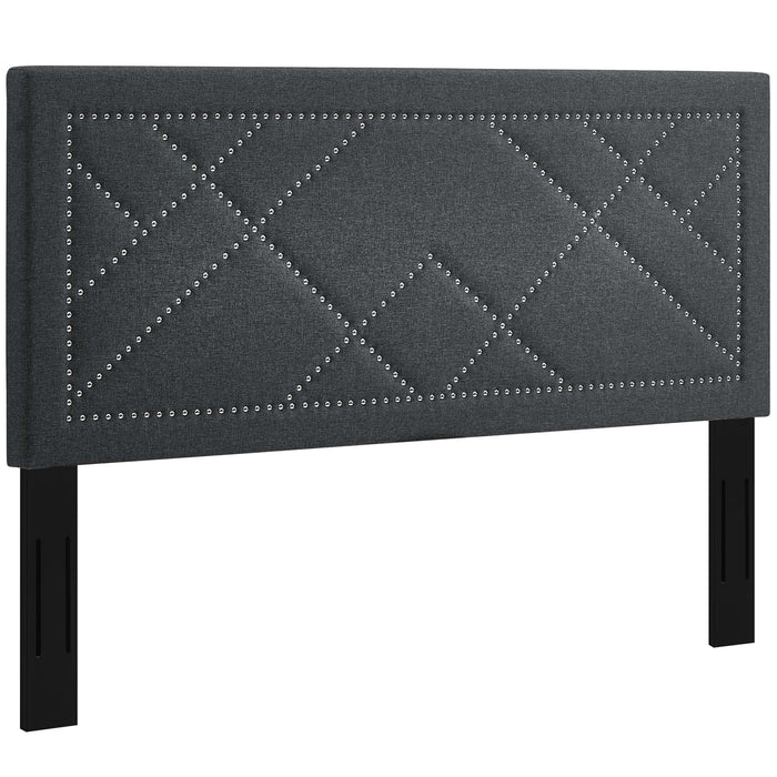 Modway Reese Nailhead Upholstered Linen Fabric Headboard Bedroom Furniture - View 17