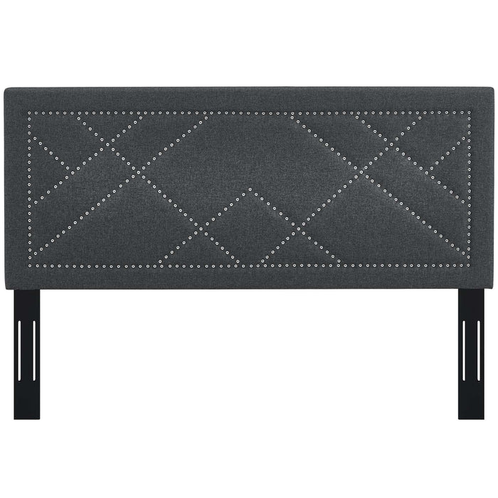 Modway Reese Nailhead Upholstered Linen Fabric Headboard Bedroom Furniture - View 18