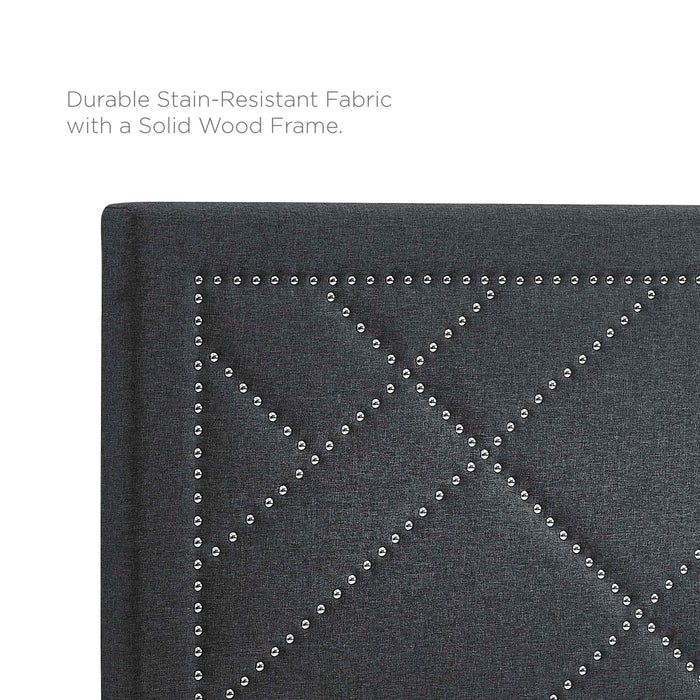 Modway Reese Nailhead Upholstered Linen Fabric Headboard Bedroom Furniture - View 12