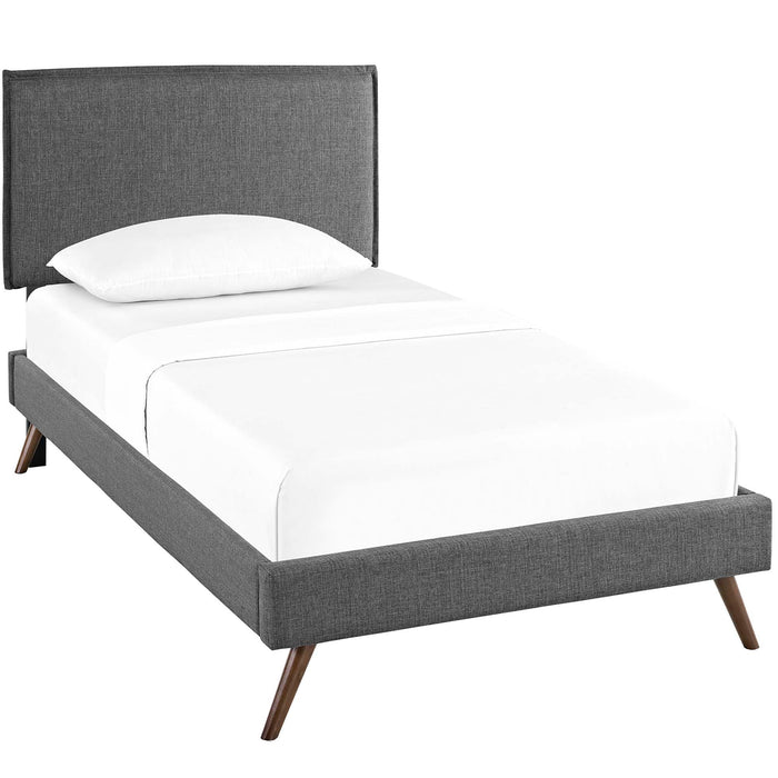 Amaris Fabric Platform Bed with Round Splayed Legs