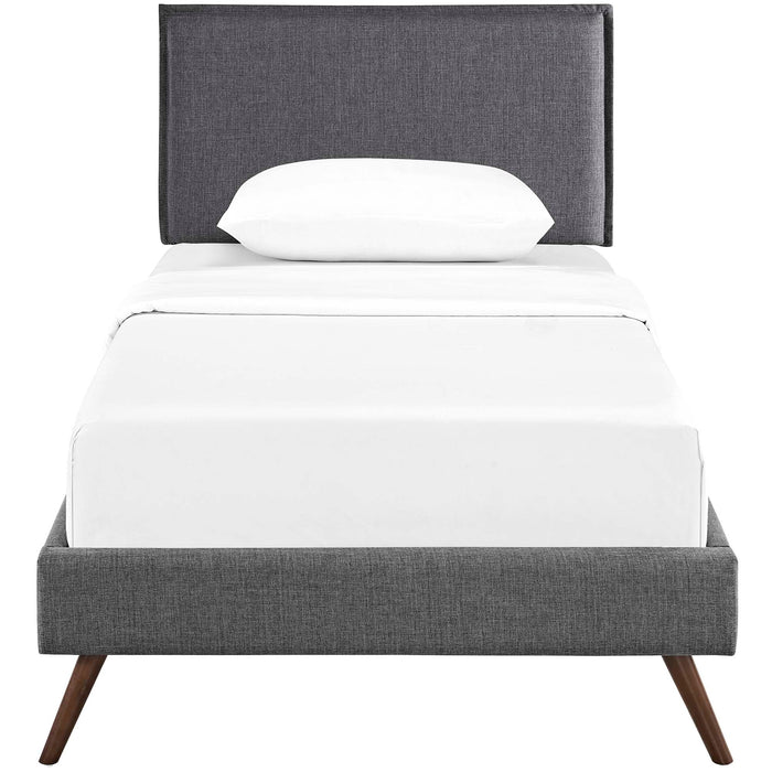 Amaris Fabric Platform Bed with Round Splayed Legs