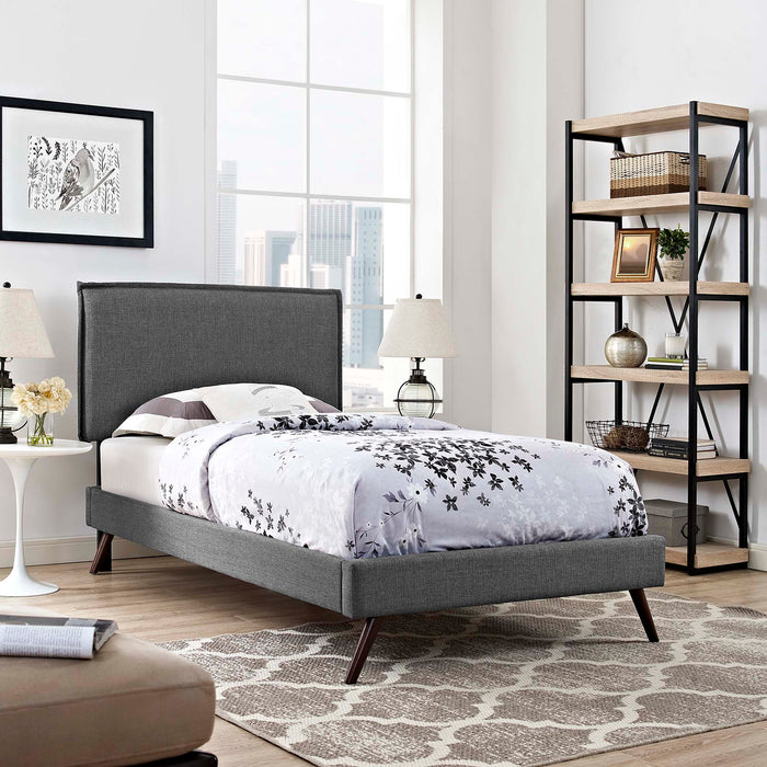 Amaris Fabric Platform Bed with Round Splayed Legs