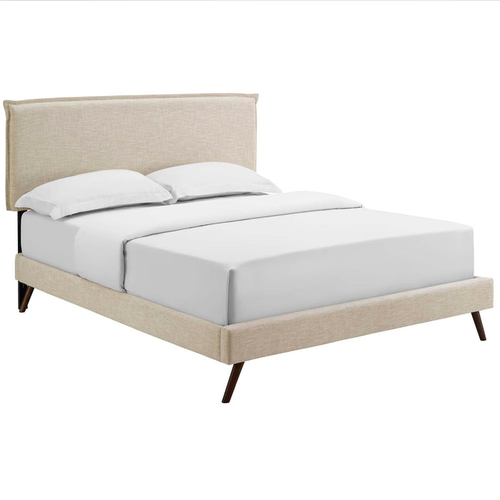 Amaris Fabric Platform Bed with Round Splayed Legs