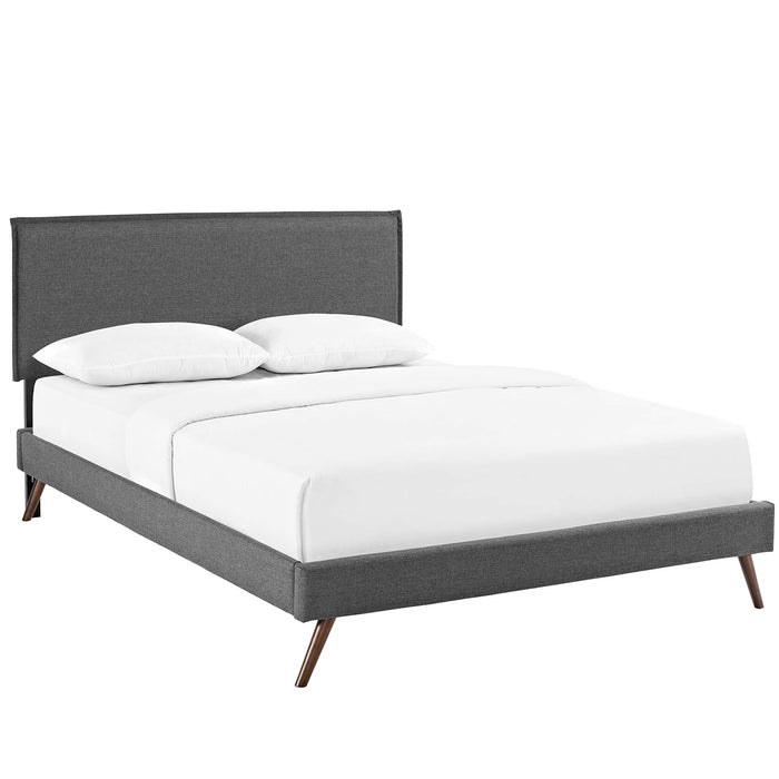 Amaris Fabric Platform Bed with Round Splayed Legs