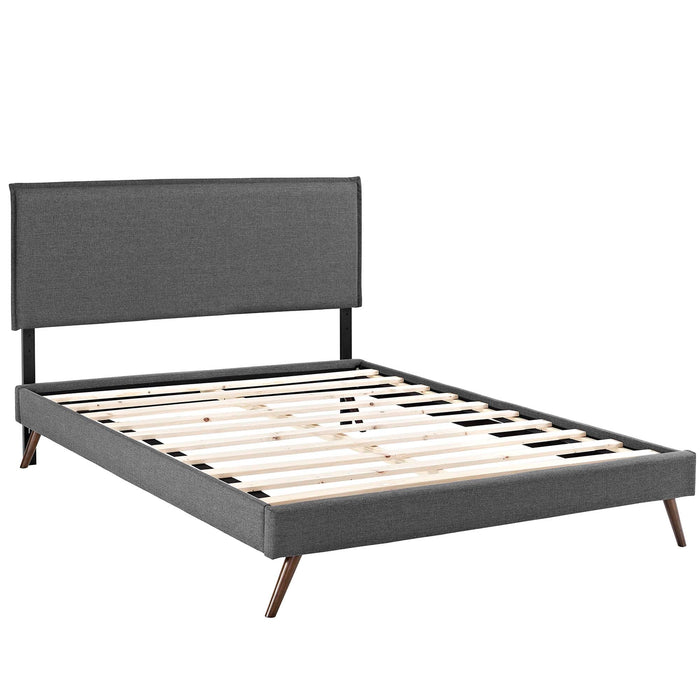 Amaris Fabric Platform Bed with Round Splayed Legs