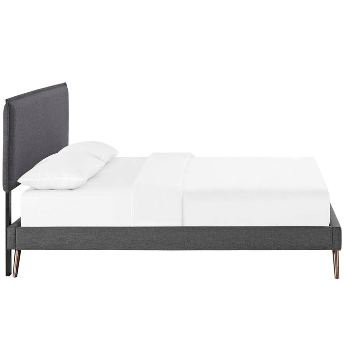 Amaris Fabric Platform Bed with Round Splayed Legs