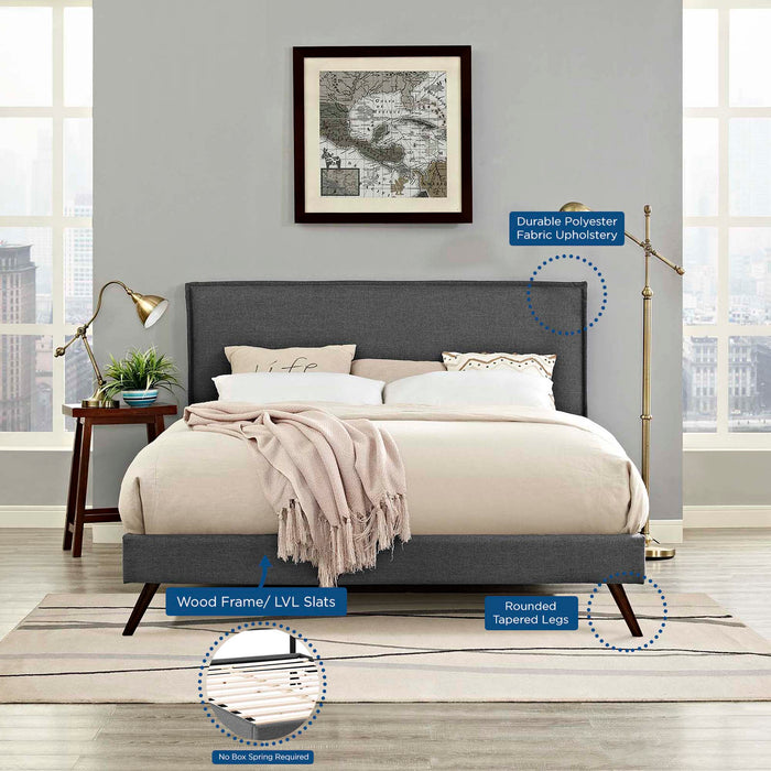 Amaris Fabric Platform Bed with Round Splayed Legs
