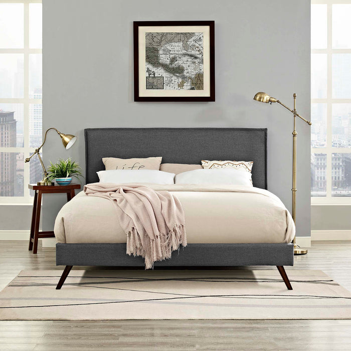 Amaris Fabric Platform Bed with Round Splayed Legs