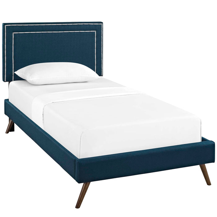 Virginia Fabric Platform Bed with Round Splayed Legs
