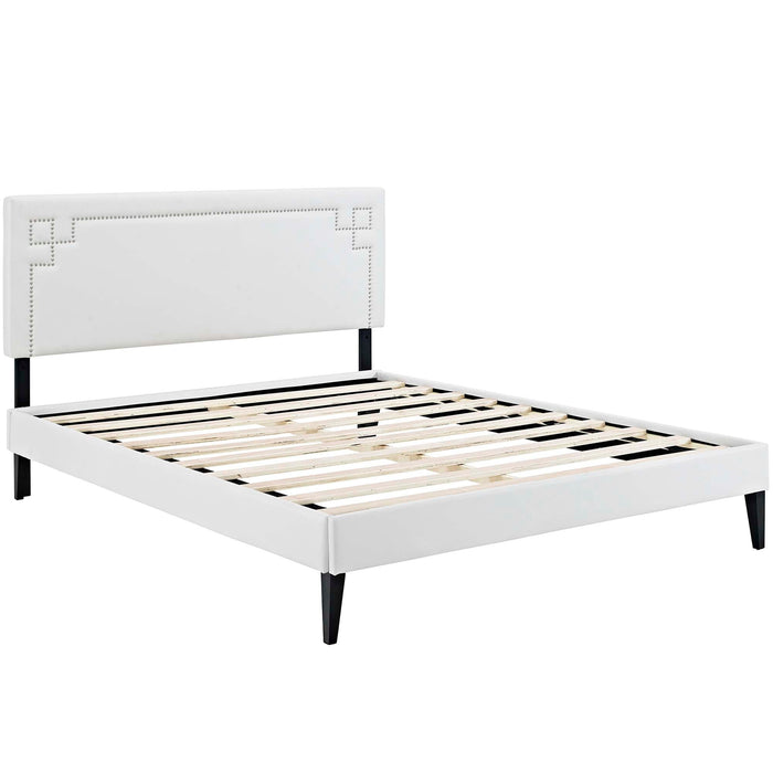 Ruthie Vinyl Platform Bed with Squared Tapered Legs