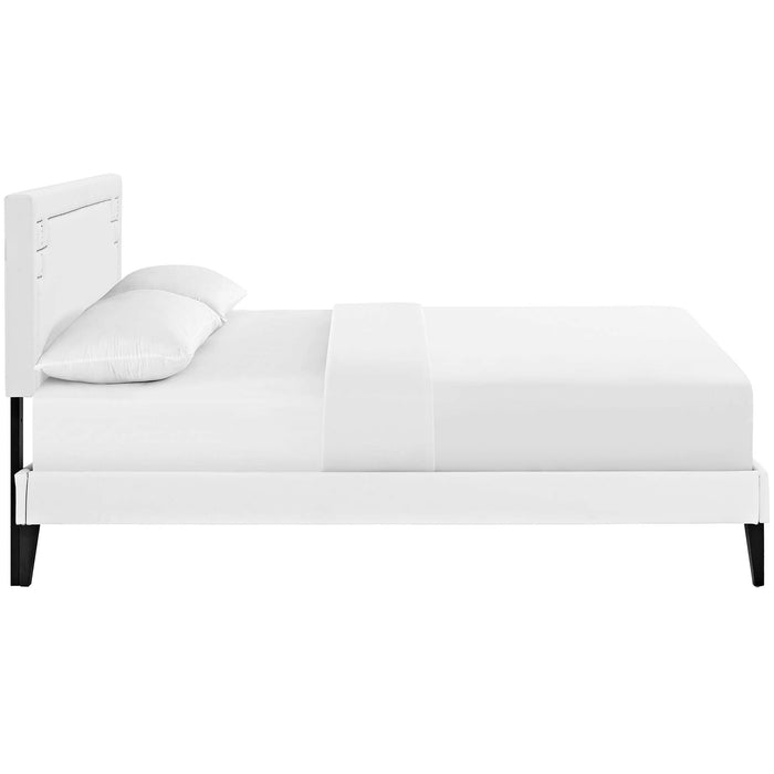 Ruthie Vinyl Platform Bed with Squared Tapered Legs